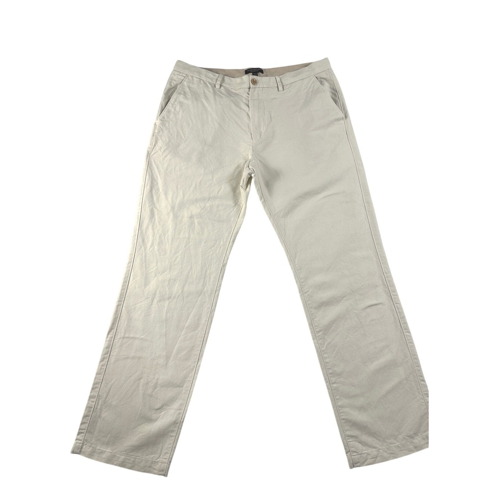 Banana Republic Kentfield Pant Cream Linen Cotton‎ Blend Straight Leg 36x32